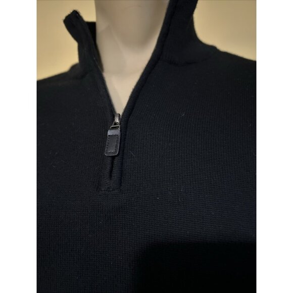 Jos A Bank Traveler Pima Sweater Mens L Large Black Quarter Zip Cotton - Picture 3 of 8